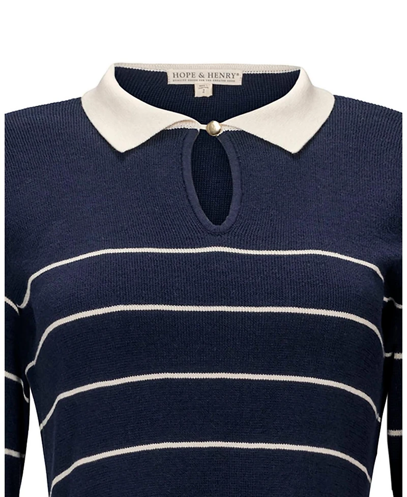 Hope & Henry Women's Organic Long Sleeve Collared Sweater Dress
