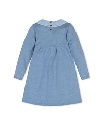 Hope & Henry Little and Big Girls' Organic Long Sleeve Empire Sweater Dress with Collar Detail