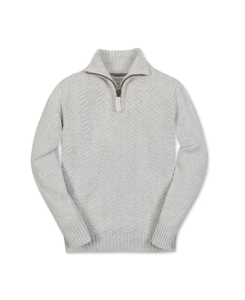 Hope & Henry Little and Big Boys' Organic Long Sleeve Half Zip Cable Pullover Sweater