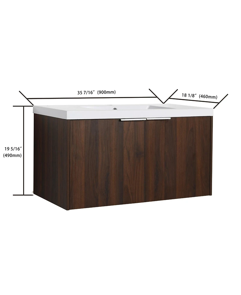 Casainc 36 Inch Floating Bathroom Vanity with Sink and Soft-Close Double Doors