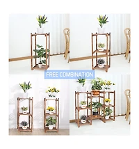 Unho Multi-Tier Wood Plant Stand Rack 10 Pot Flower Display Shelf