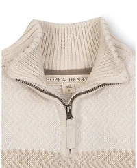 Hope & Henry Little and Big Boys' Organic Long Sleeve Half Zip Sweater with Engineered Stripe