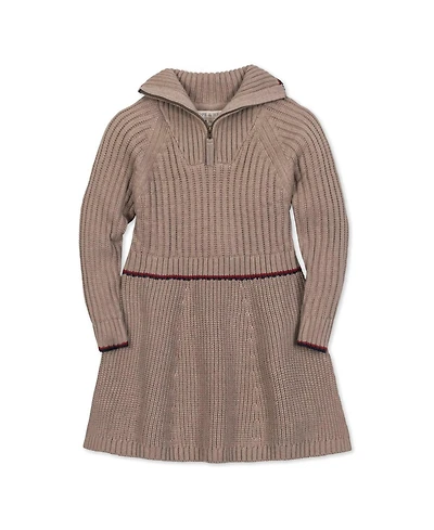 Hope & Henry Little and Big Girls' Organic Half Zip Raglan Sweater Dress