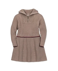 Hope & Henry Little and Big Girls' Organic Half Zip Raglan Sweater Dress