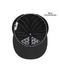 Hello Kitty Men's Badtz-Maru Embroidered Character Face Black Striped Poly Wool Baseball Hat