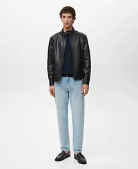 Mango Men's Zip-Up Leather-Effect Jacket