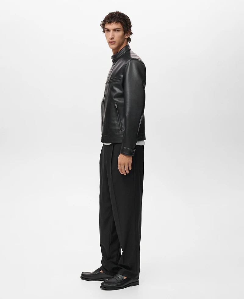 Mango Men's Zip-Up Leather-Effect Jacket