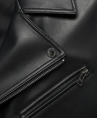 Mango Men's Leather-Effect Biker Jacket