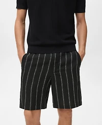 Mango Men's Striped Linen-Blend 8.5" Bermuda Shorts