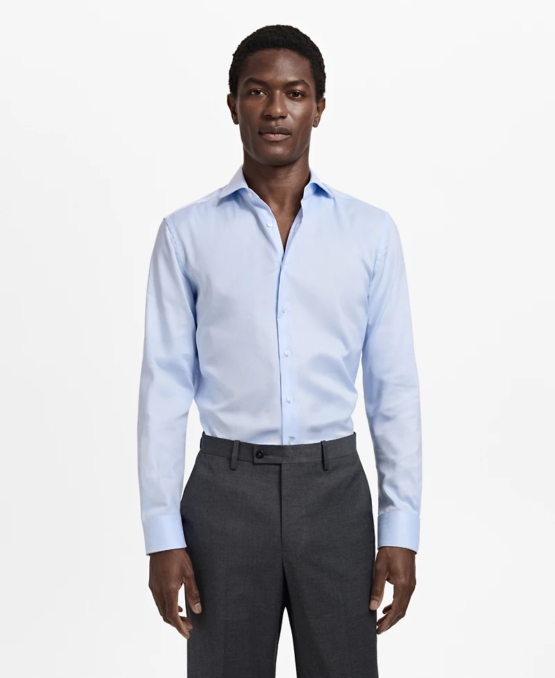 Mango Men's Slim Fit Structured Dress Shirt