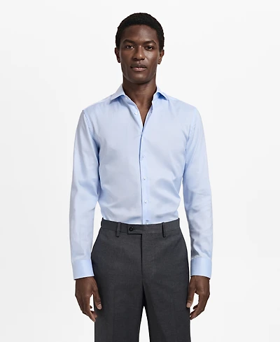 Mango Men's Slim Fit Structured Dress Shirt