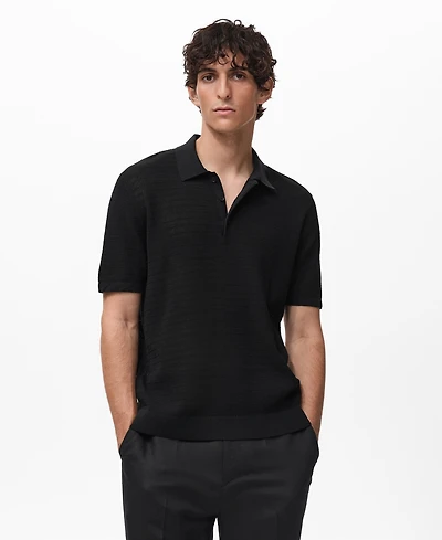 Mango Men's Fine-Knit Cotton Polo Shirt