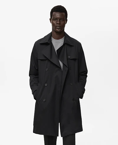 Mango Men's Water-Repellent Belted Trench Coat
