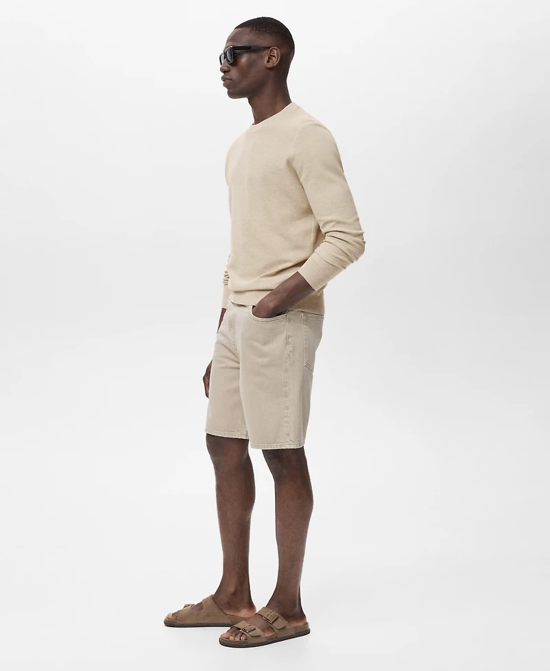 Mango Men's Microstructure Cotton Knitted Sweater