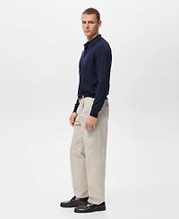 Mango Men's Wool Knitted Polo Sweater