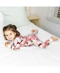 Sant and Abel Kids Martinique Pink Banana Leaf Pj Set