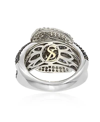 Suzy Levian Sterling Silver Sapphire & Created White Sapphire Buckle Ring