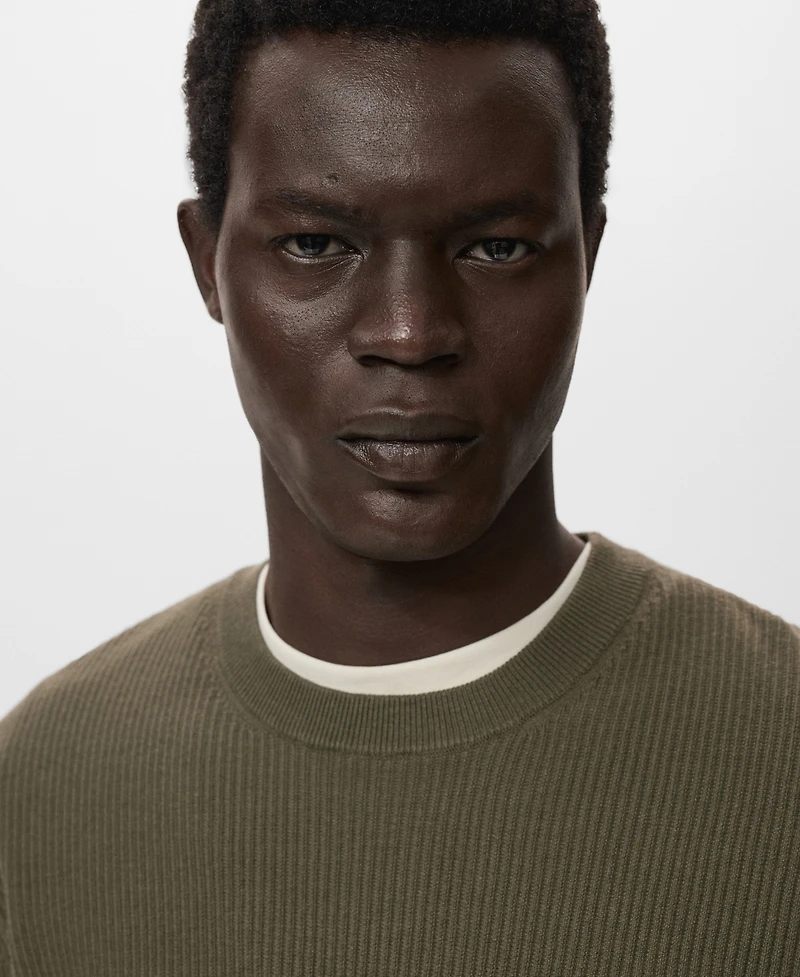 Mango Men's Fine Rib-Knit Cotton Sweater