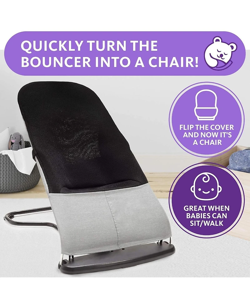 ComfyBumpy Infant Bouncer Versatile for Babies Baby Chair with Ergonomic Support Gray