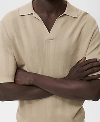 Mango Men's Ribbed Knit Polo Shirt