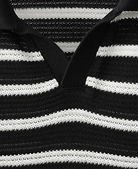 Mango Men's Striped Braided-Knit Polo Shirt