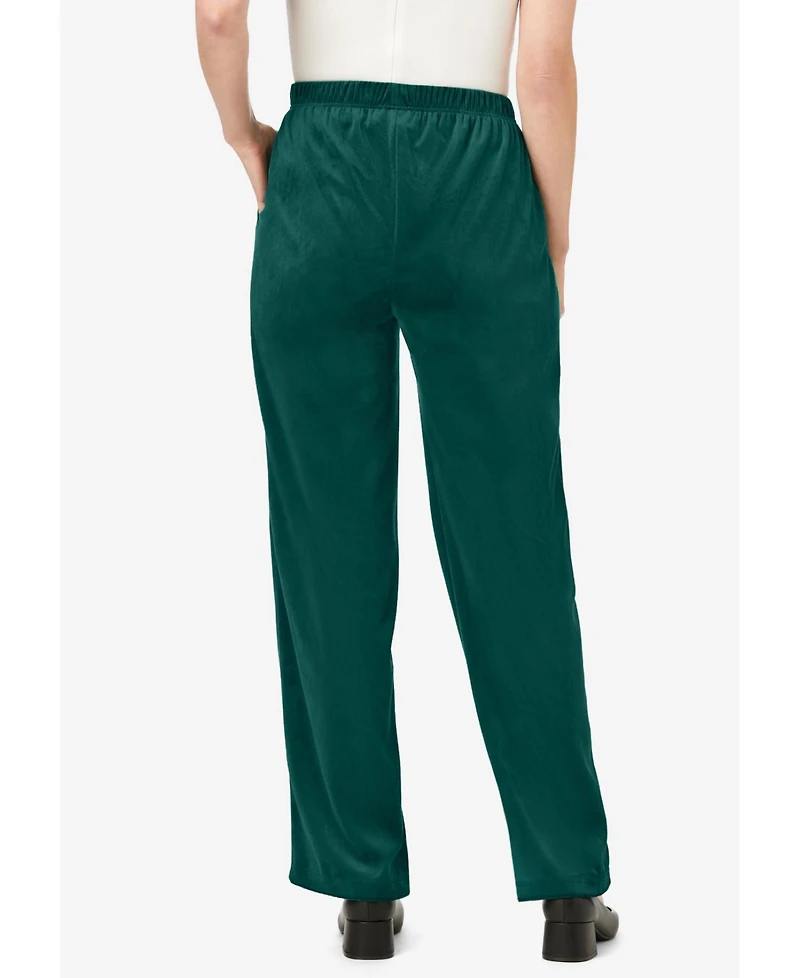 Woman Within Plus Wide-Leg Velour Pant