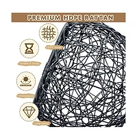 Zeus & Ruta Gray Rattan Cat Egg Chair with Stand and Cushion
