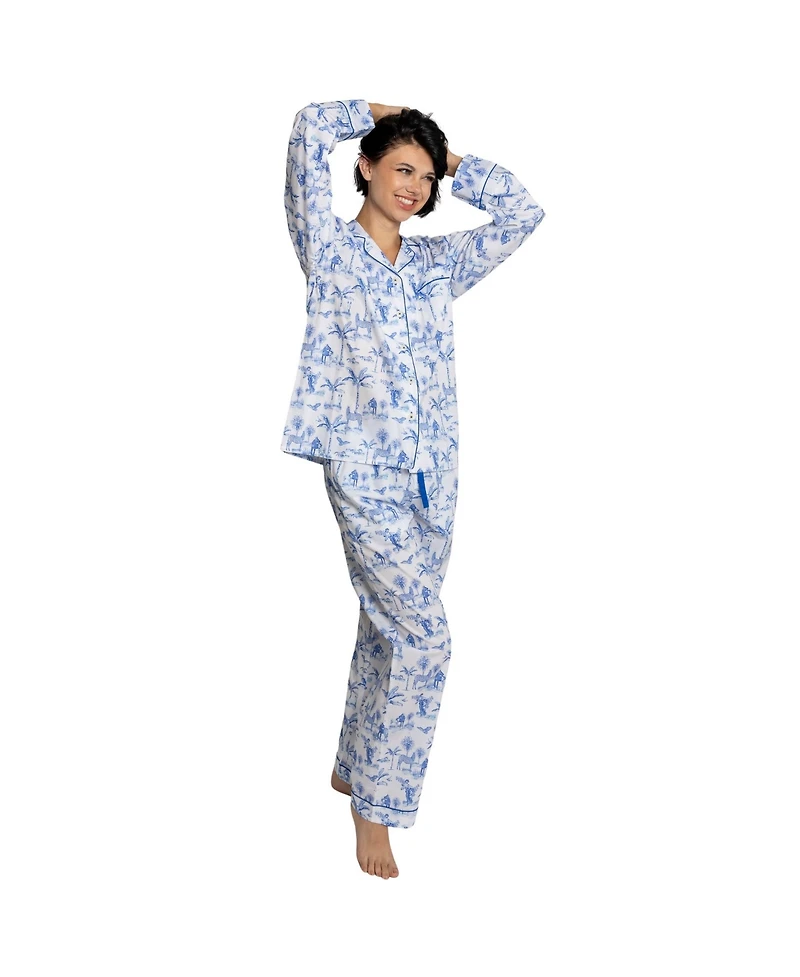 Sant and Abel Women's Skydog Blue Toile Long Pj Set