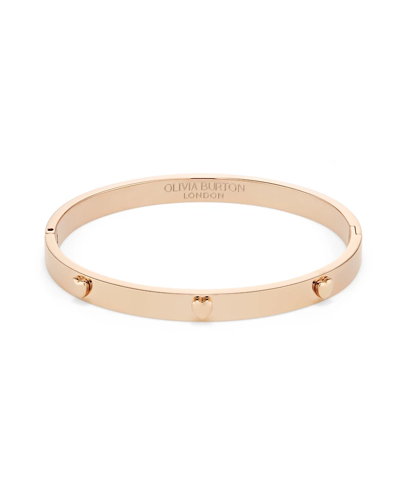 Olivia Burton Mini Heart Rose Gold Tone Stainless Bangle Bracelet