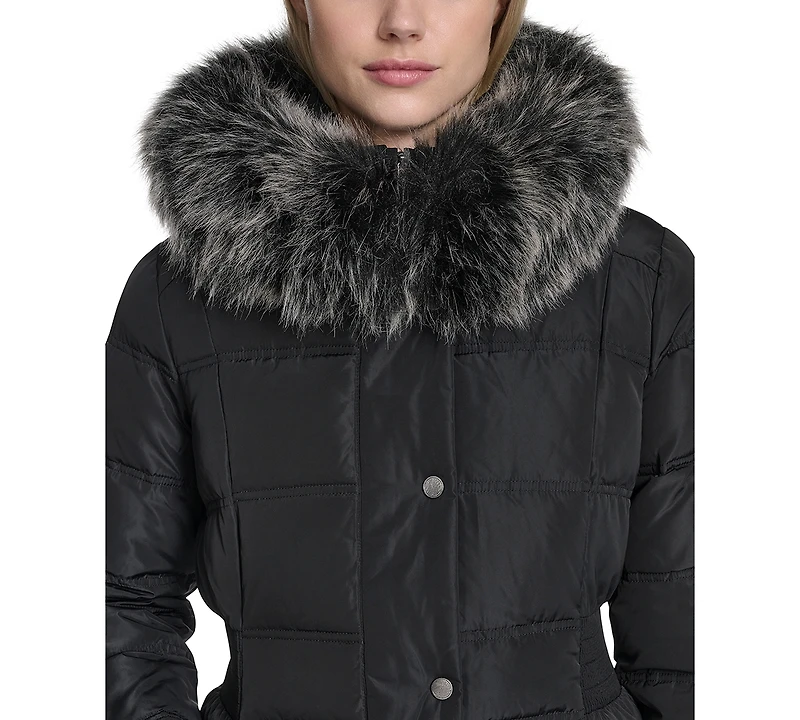 Cole Haan Women's Trim Hood Zip-Front Puffer Coat