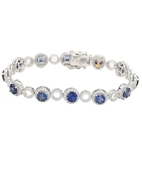 Suzy Levian Sterling Silver Sapphire & Created White Circle Bracelet