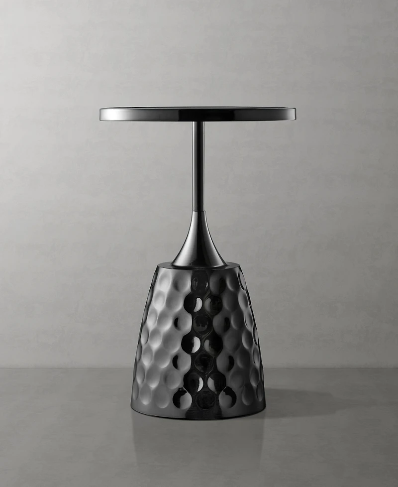 Furniture of America Knoll 16" Metal Round End Table with Pedestal Base