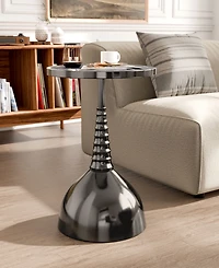 Furniture of America Knoll 16" Metal Round End Table with Pedestal Base