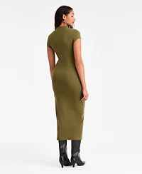 Bar Iii Women's Cap-Sleeve Mock-Neck Midi Dress, Exclusively at Macy's