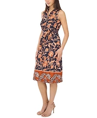 Msk Petite Zip-Neck Sleeveless Midi Dress