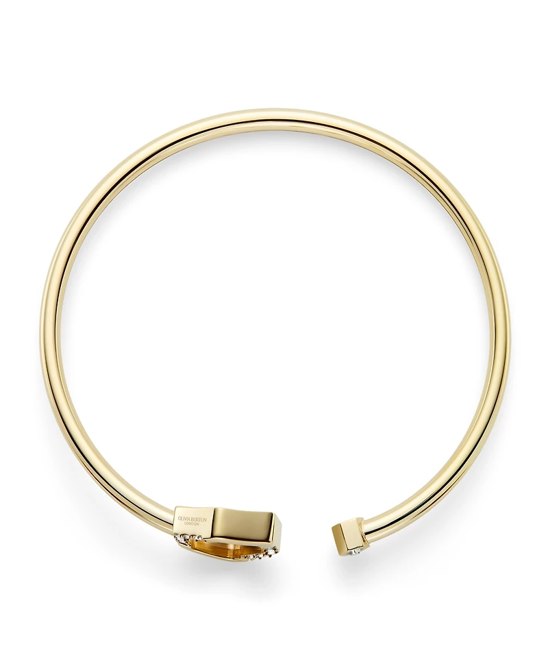 Olivia Burton Crystal Honeycomb Gold Tone Stainless Steel Bangle Bracelet