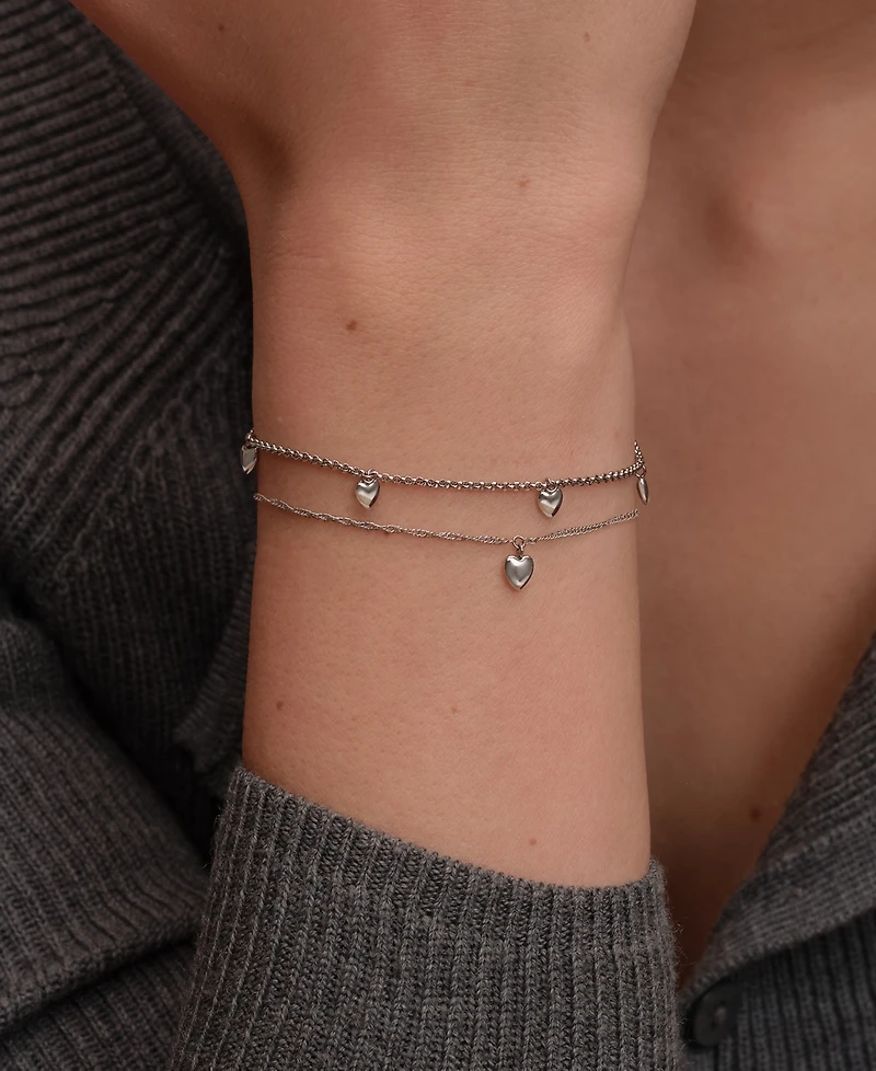 Olivia Burton Mini Heart Silver Tone Stainless Steel Bracelet