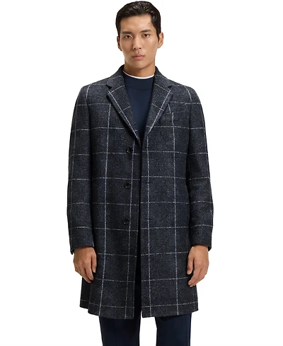 Boss by Hugo Men's Plain Check Slim-Fit Coat