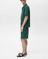Mango Men's Textured Cotton 7.95" Bermuda Shorts