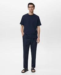 Mango Men's Ribbed Knit T-Shirt