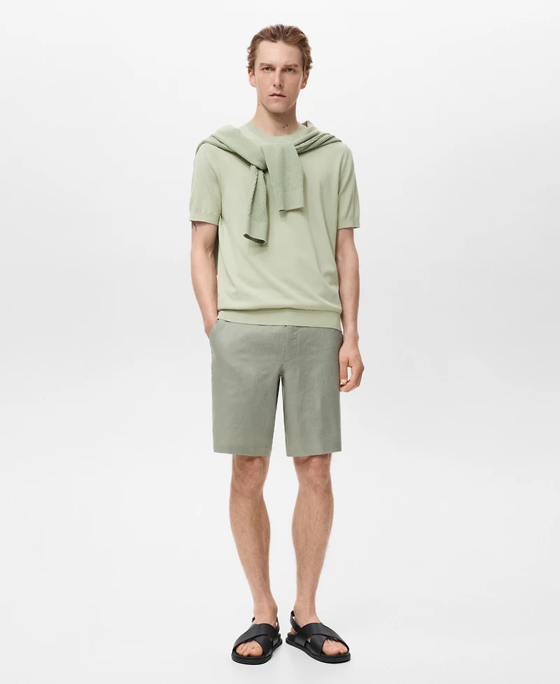 Mango Men's Cotton Fine-Knit T-Shirt