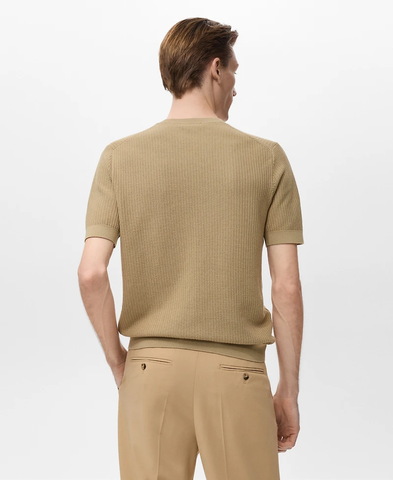 Mango Men's Cotton Knitted T-Shirt