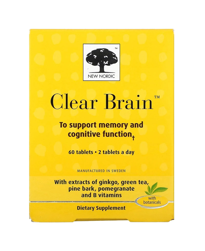 New Nordic Clear Brain Tablets | Supports Normal Cognitive Health and Memory | with Green Tea