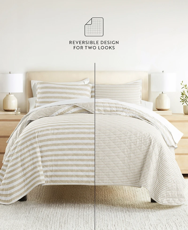 ienjoy Home Classic Stripe Reversible 3-Pc. Quilt Set, Full/Queen