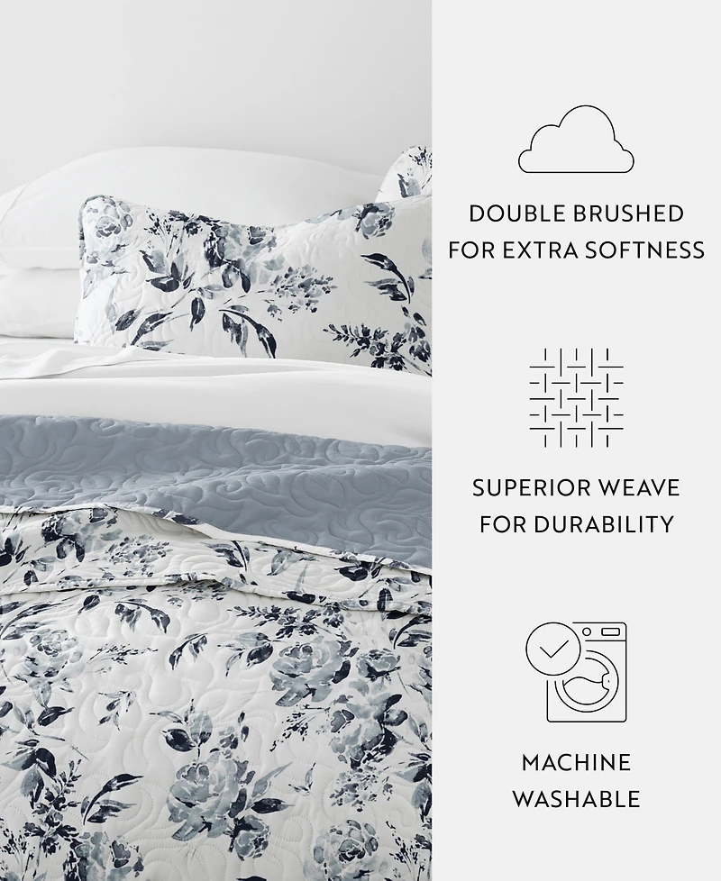 ienjoy Home Rose Garden Reversible 3-Pc. Quilt Set, King/California King