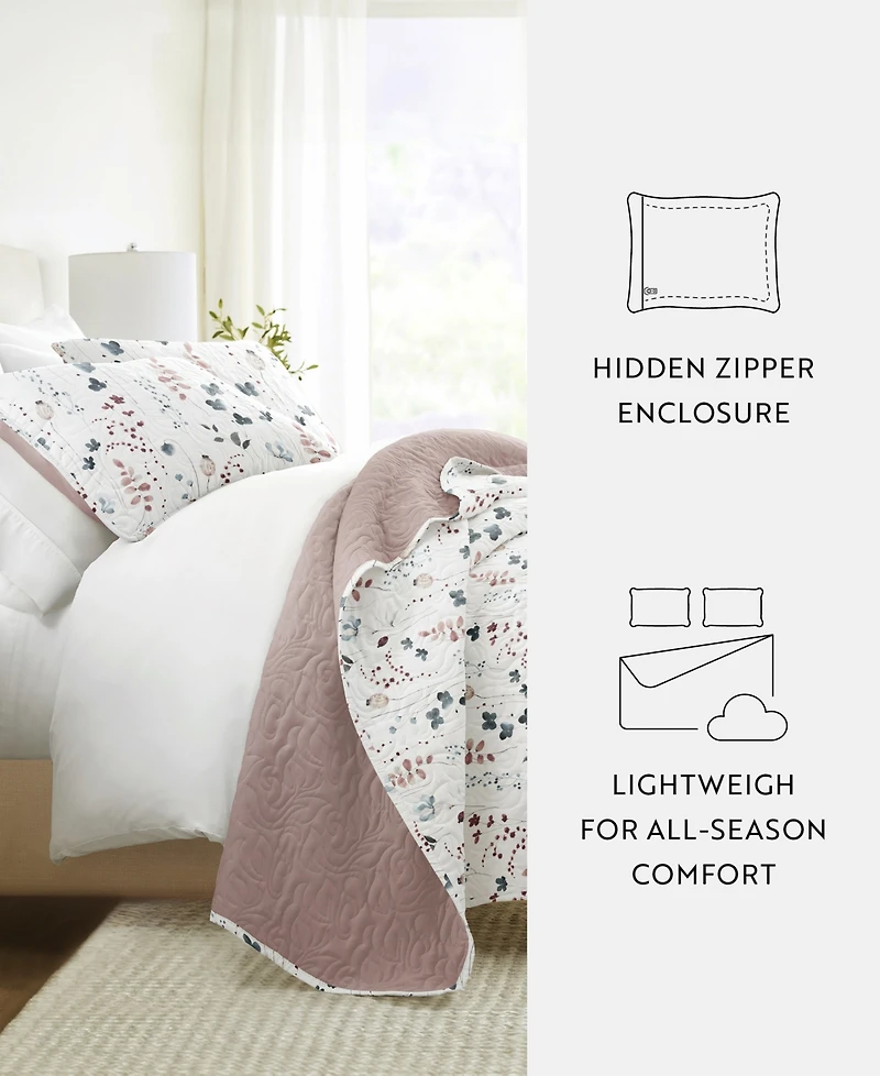 ienjoy Home Poppy Bloom Reversible 3-Pc. Quilt Set