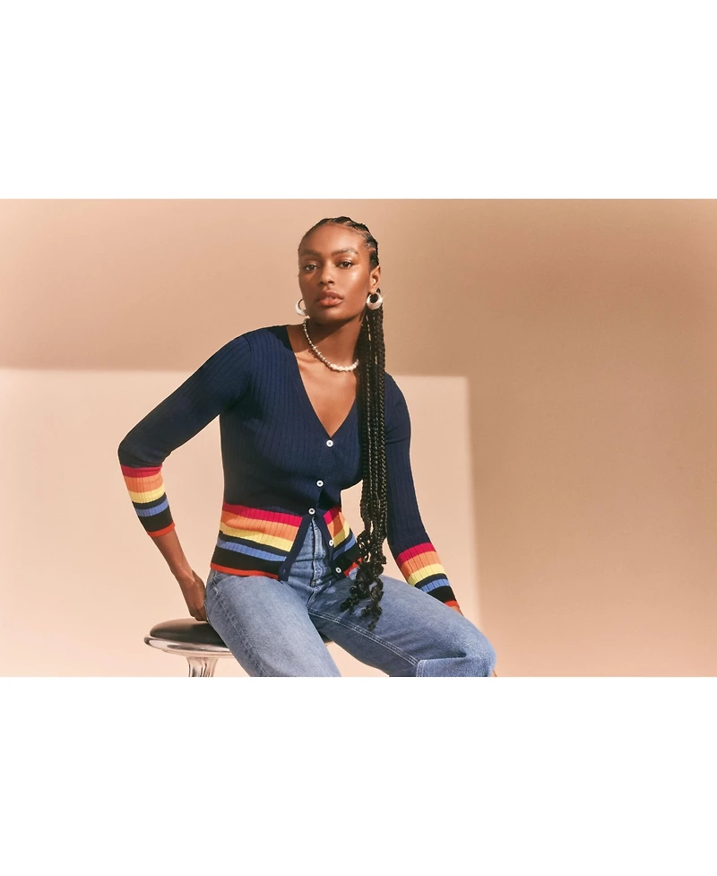 Isaac Mizrahi Women's Striped Cardigan