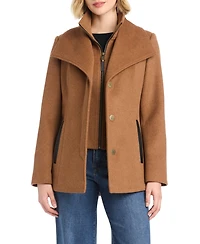 Vince Camuto Women's Short Wool Coat With Fixed Bib