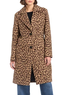 Vince Camuto Women's Single-Breasted Wool-Blend Boyfriend Leopard Coat