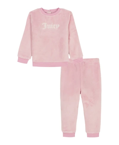 Juicy Baby Girls 2-Piece Sherpa Top and Pant Set